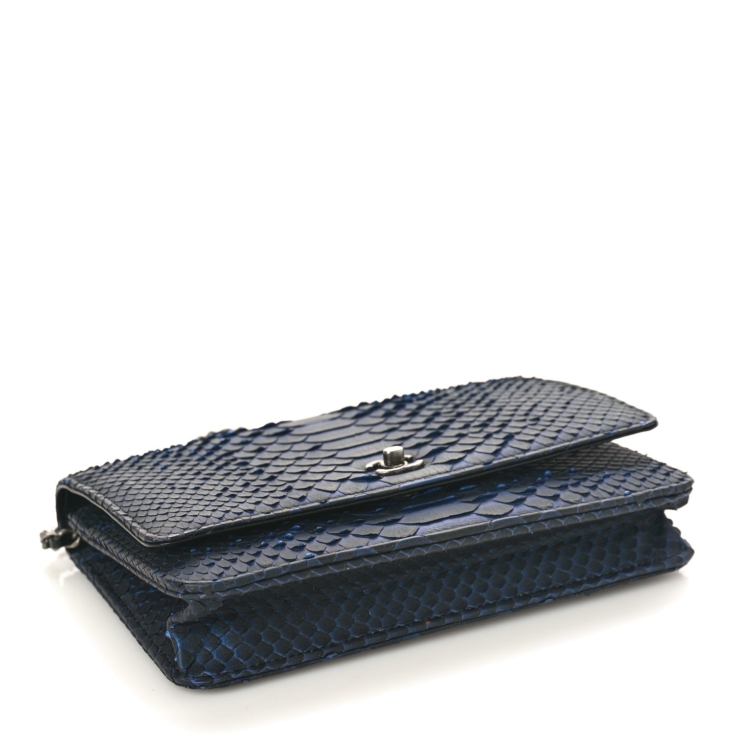 Chanel Snakeskin Wallet On Chain WOC Navy 4 of 12