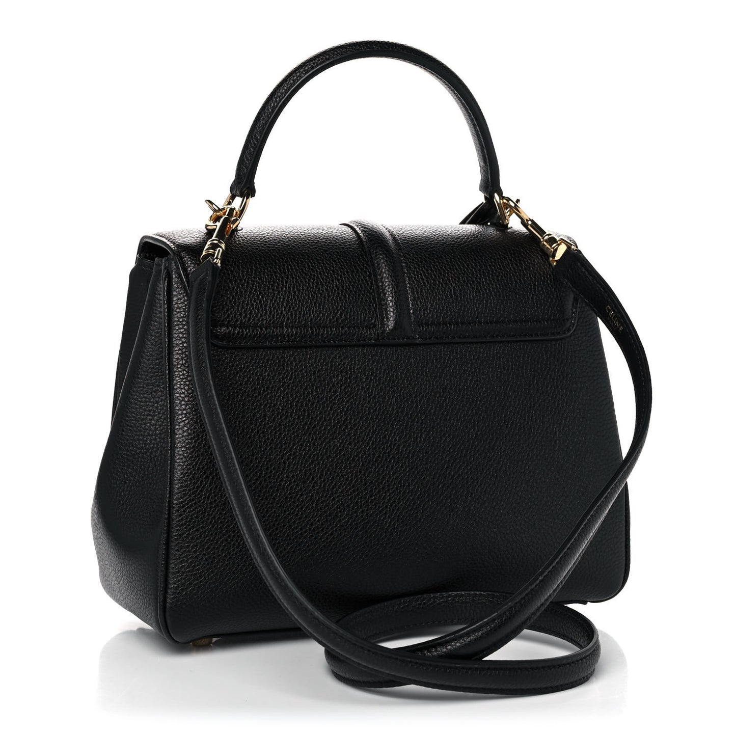 Grained Calfskin Small 16 Top Handle Bag Black