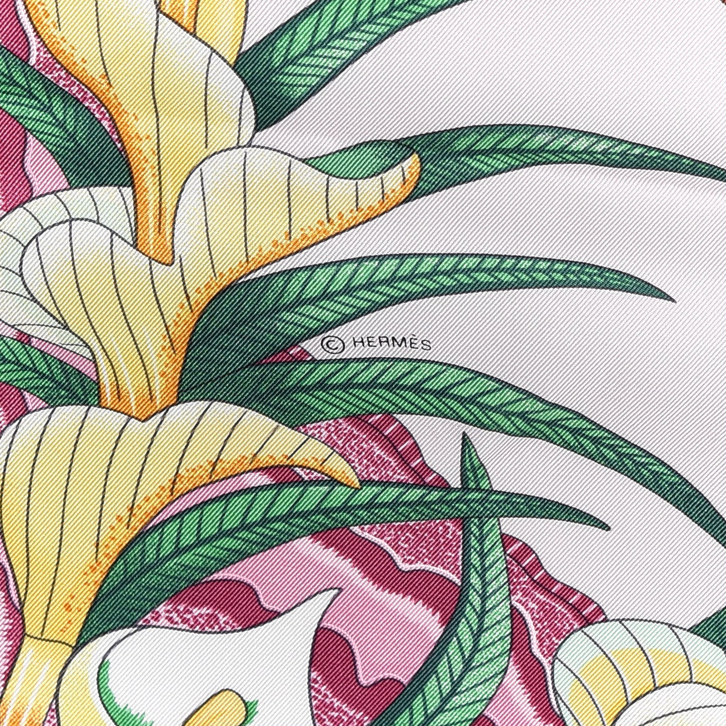 Silk La Marche Du Zambeze Scarf 90 Rose Pale Vert Jaune