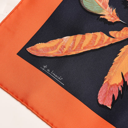 Hermes Silk Plumes II Scarf 90 Capucine Marine Jaune D'Or 4 of 7