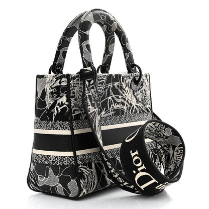 Christian Dior Toile de Jouy Embroidered Medium Lady D-Lite Black White 3 of 9