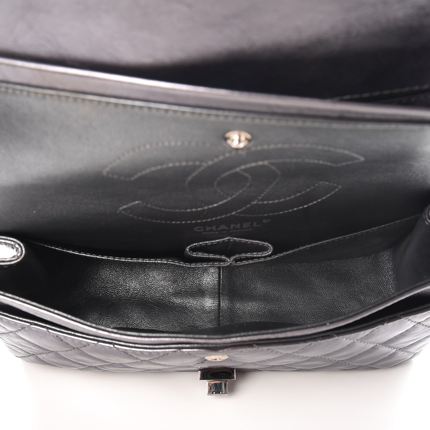 Metallic Aged Calfskin Quilted 2.55 Reissue 226 Flap Dark Silver