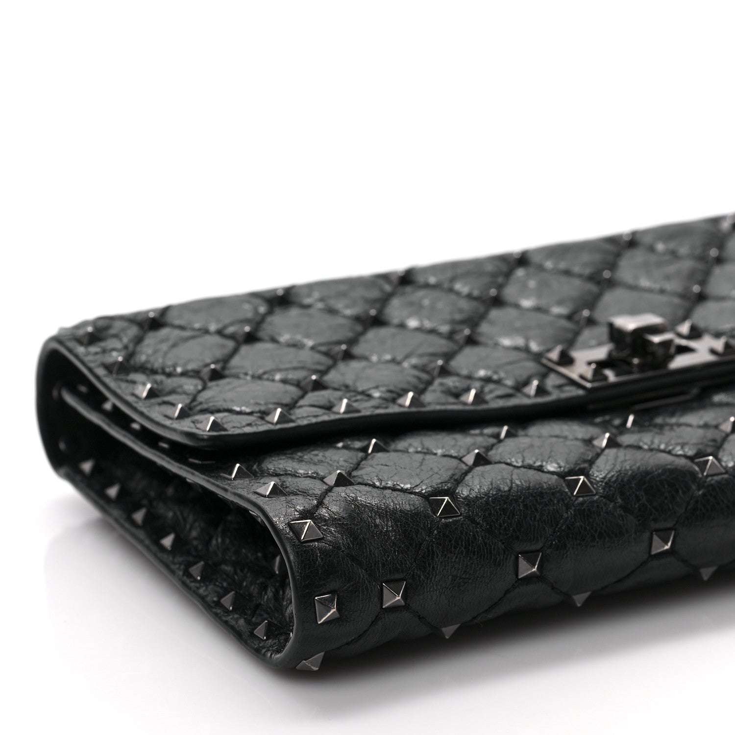 Valentino Garavani Craquele Nappa Rockstud Spike Wallet on Chain Black 7 of 8
