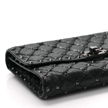 Valentino Garavani Craquele Nappa Rockstud Spike Wallet on Chain Black 7 of 8