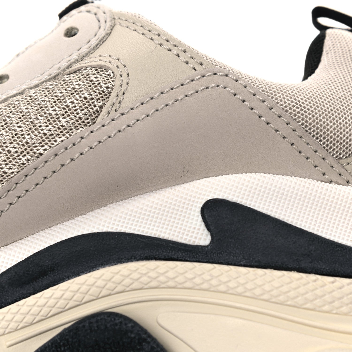 Balenciaga Fabric Mesh Womens Triple S Sneakers 38 Beige Black 7 of 9