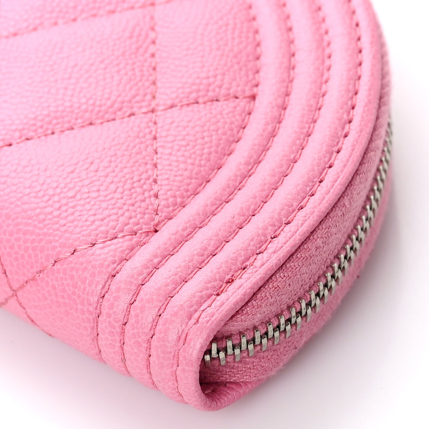 Caviar Quilted Boy Zipped Coin Purse Light Pink