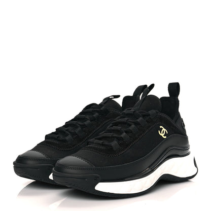 Chanel Velvet Calfskin Mixed Fibers CC Sneakers 36 Black 3 of 9