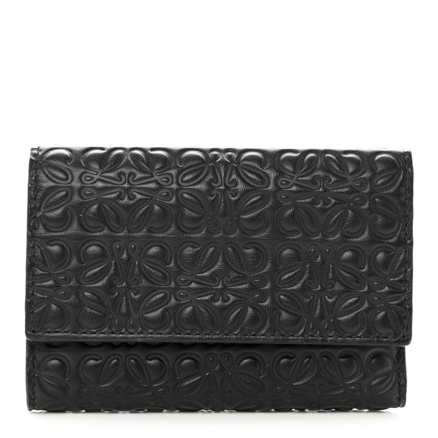 Calfskin Embossed Trifold Wallet Black
