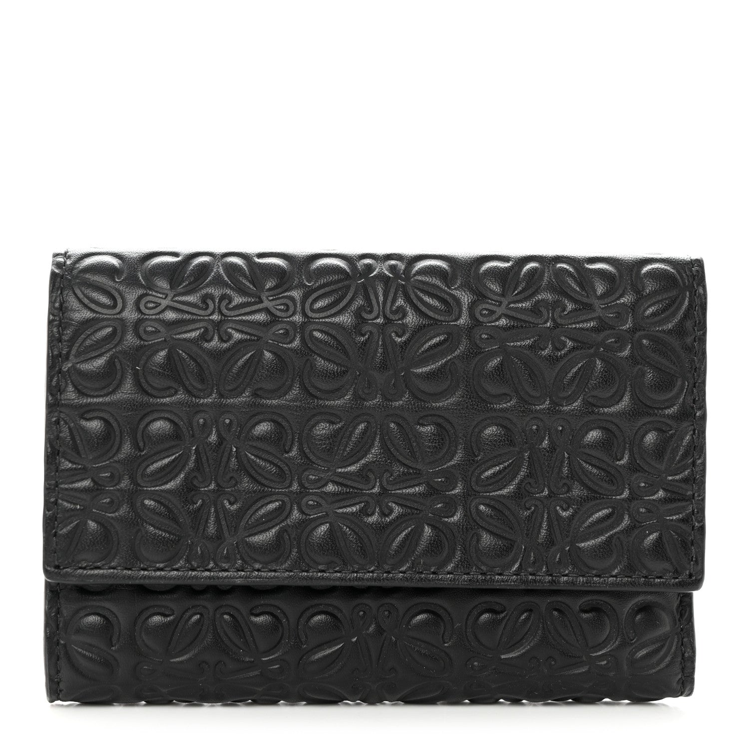 Loewe Calfskin Embossed Trifold Wallet Black 1 of 8