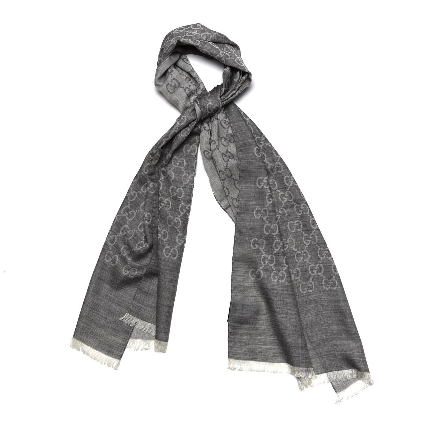 Wool Silk GG Monogram GGNat Scarf Lead