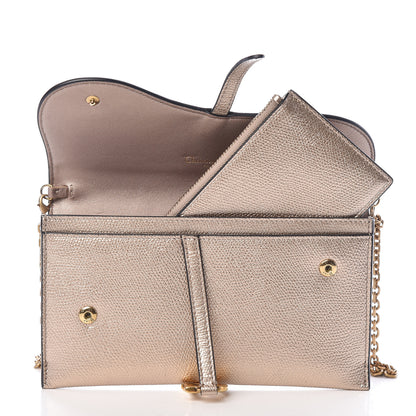 Christian Dior Metallic Calfskin Saddle Chain Wallet Gold 10 of 14