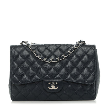 Chanel Caviar Jumbo Single Flap Navy Blue 1 of 8