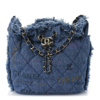 Chanel Denim Quilted Small Mood Bucket With Chain Blue Multicolor 8 of 10