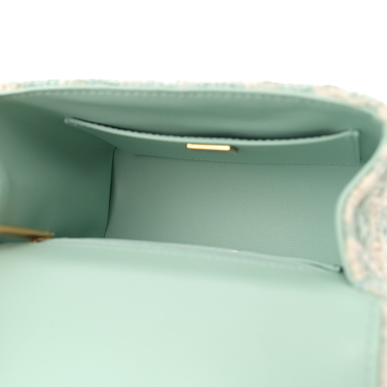 Chanel Tweed Handle Crush Top Handle Flap Bag Light Blue Ecru 5 of 12