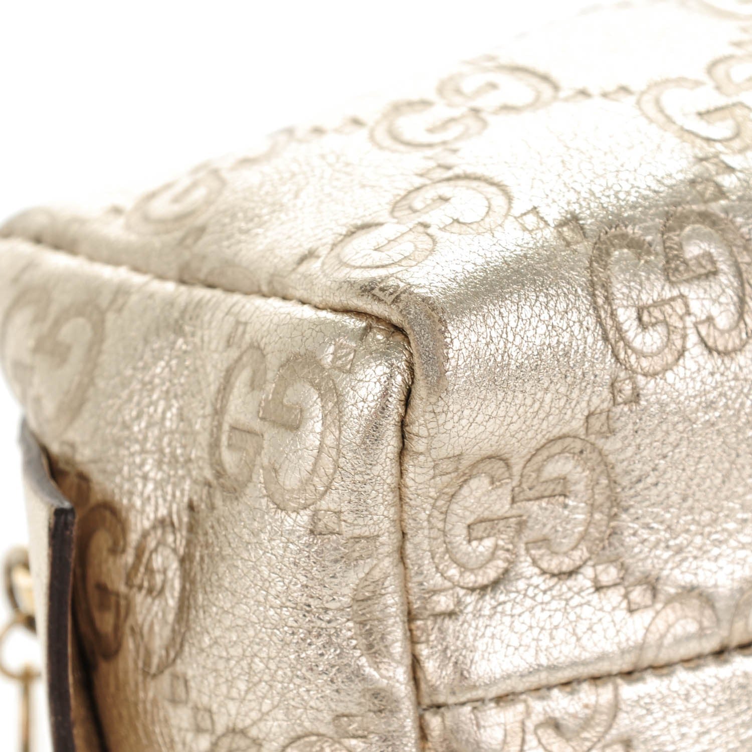 Gucci Metallic Guccissima Small Cosmetic Case Gold 8 of 8