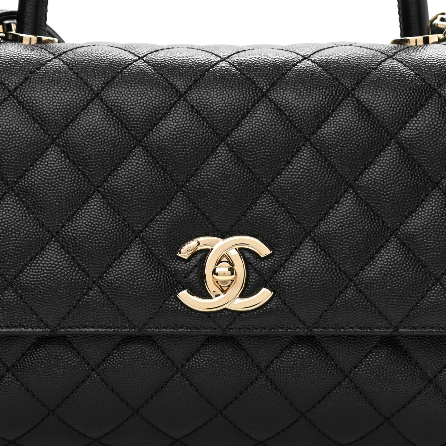 Caviar Quilted Small Coco Handle Flap Black