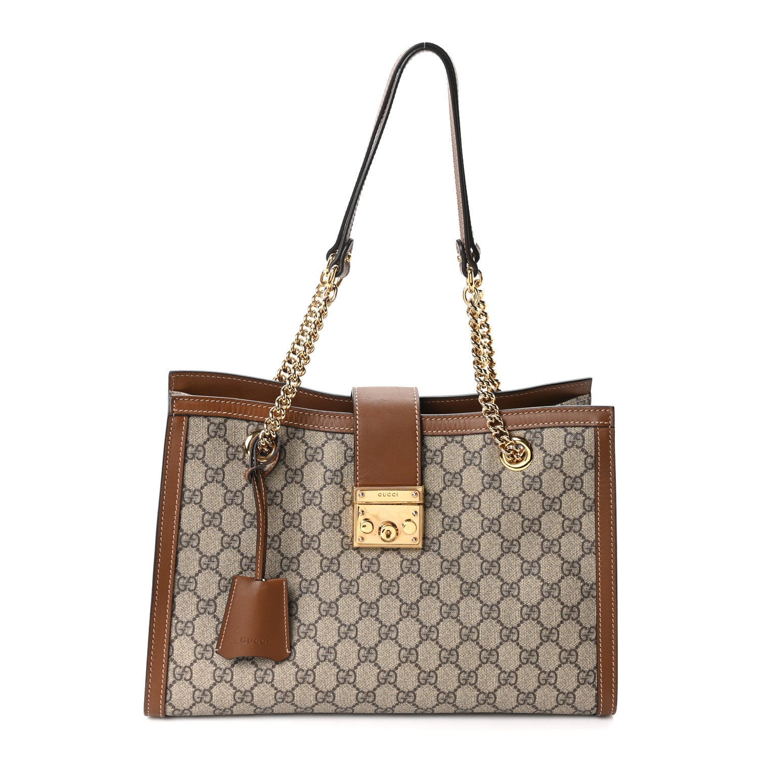 Gucci GG Supreme Monogram Medium Padlock Tote Beige Cuir 1 of 10