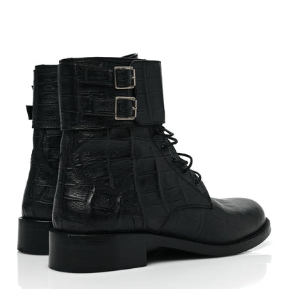 Saint Laurent Shiny Crocodile Embossed Boots 37.5 Black 4 of 7