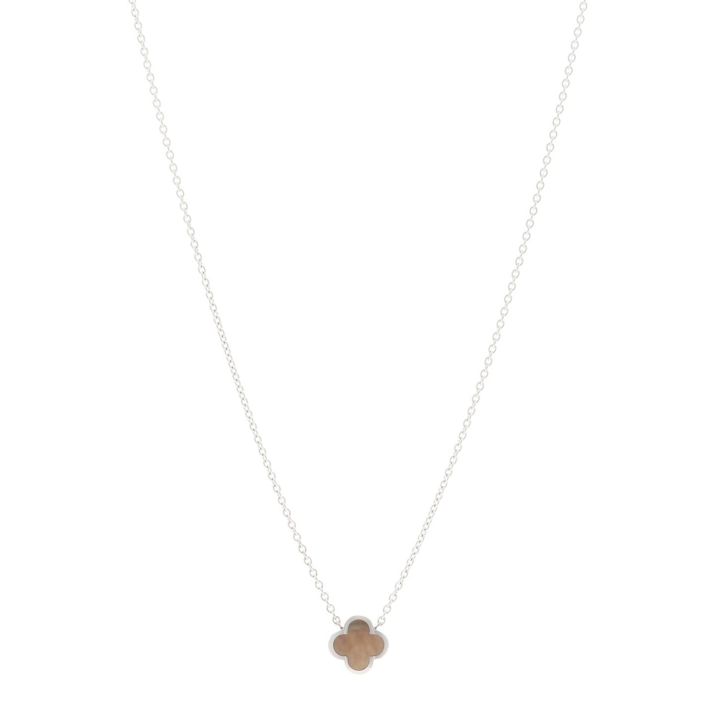 18K White Gold Gray Mother of Pearl Pure Alhambra Pendant Necklace