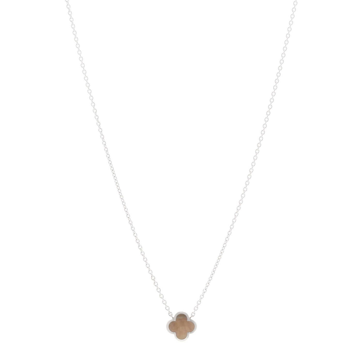 Van Cleef & Arpels 18K White Gold Gray Mother of Pearl Pure Alhambra Pendant Necklace 1 of 5
