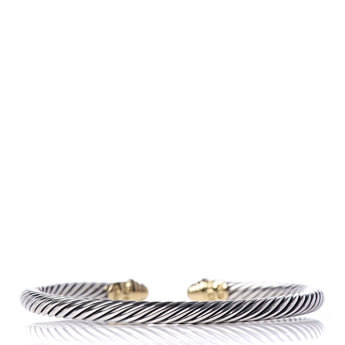 Sterling Silver 18K Yellow Gold Diamond 4mm Cable Classics Bracelet