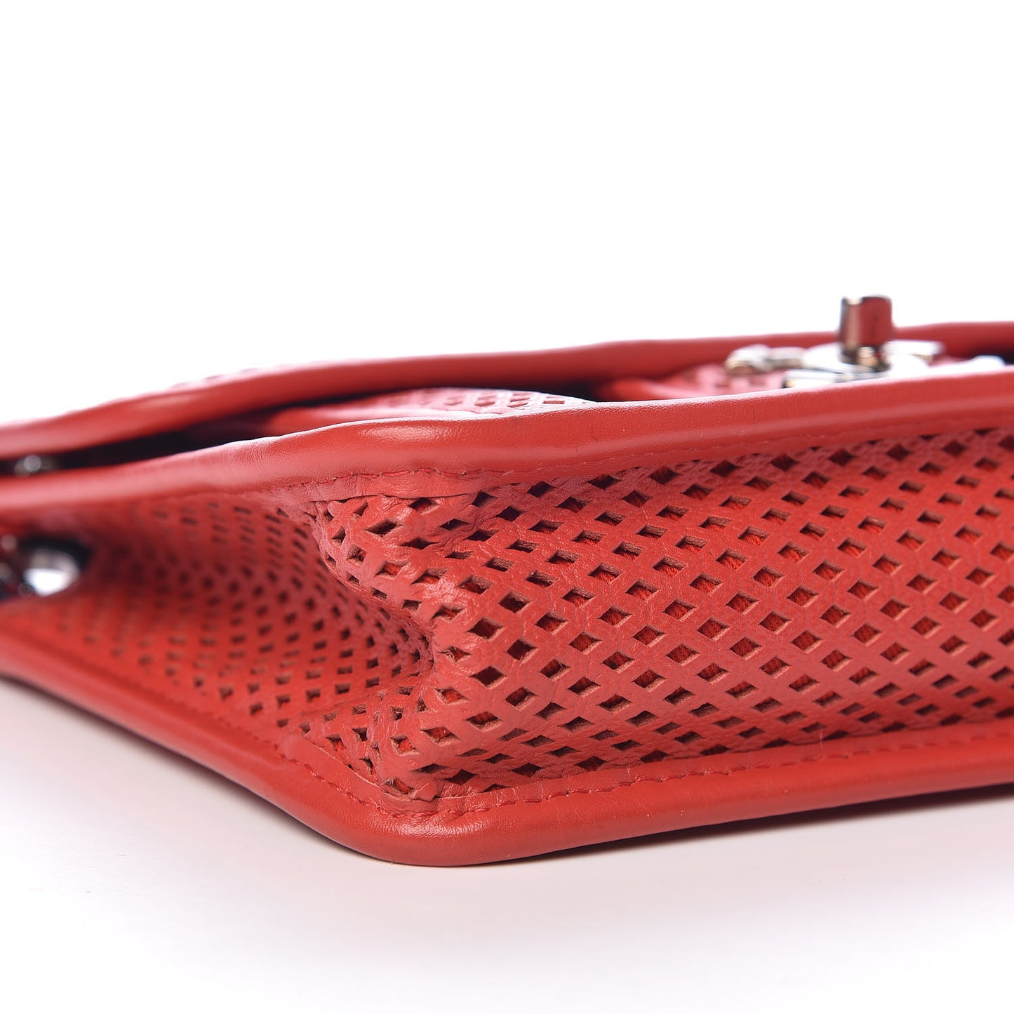 Perforated Calfskin Small Up In The Air Flap Red