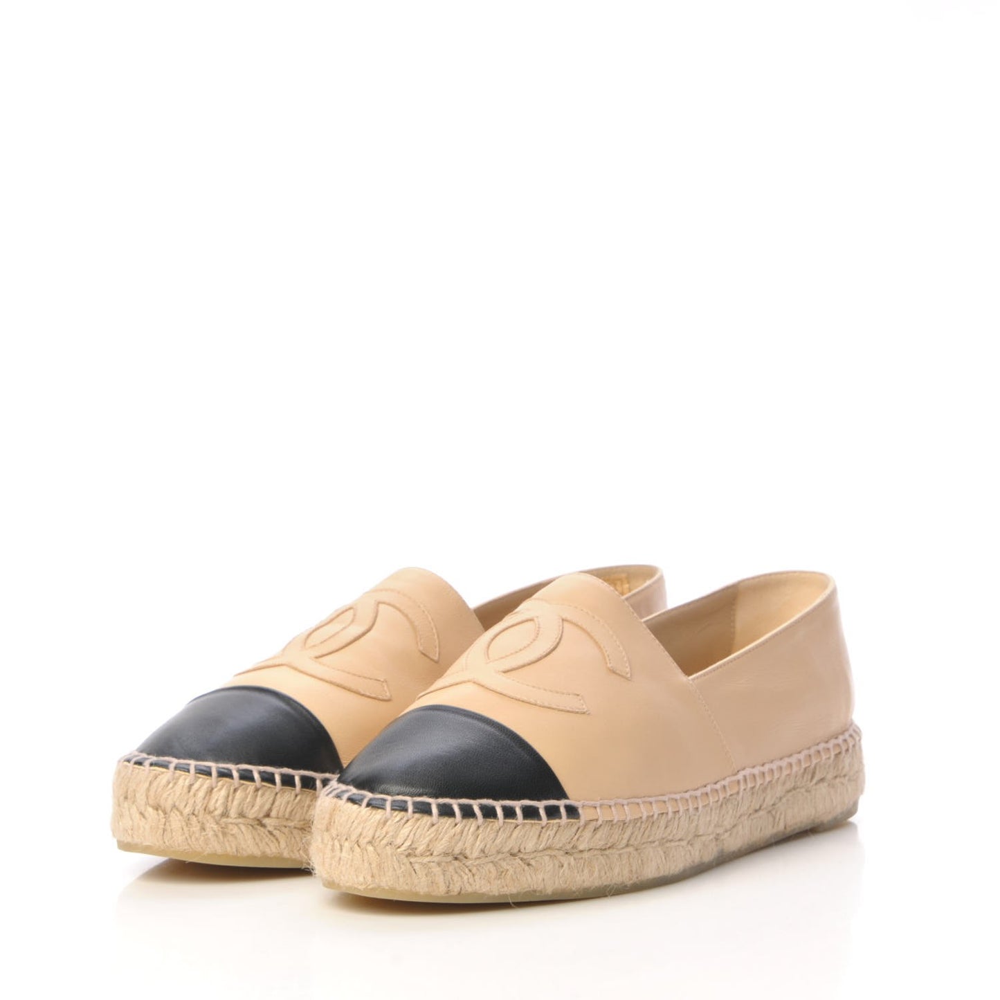 Lambskin CC Espadrilles 41 Beige Black