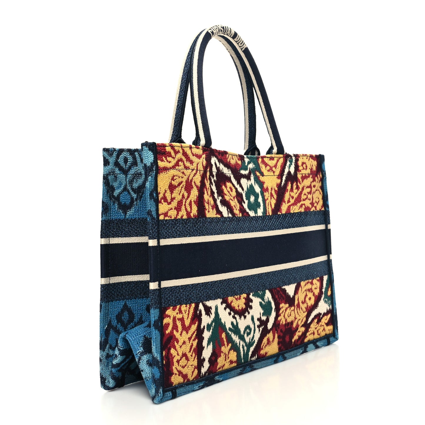 Canvas Embroidered Paisley Medium Book Tote Blue Multicolor