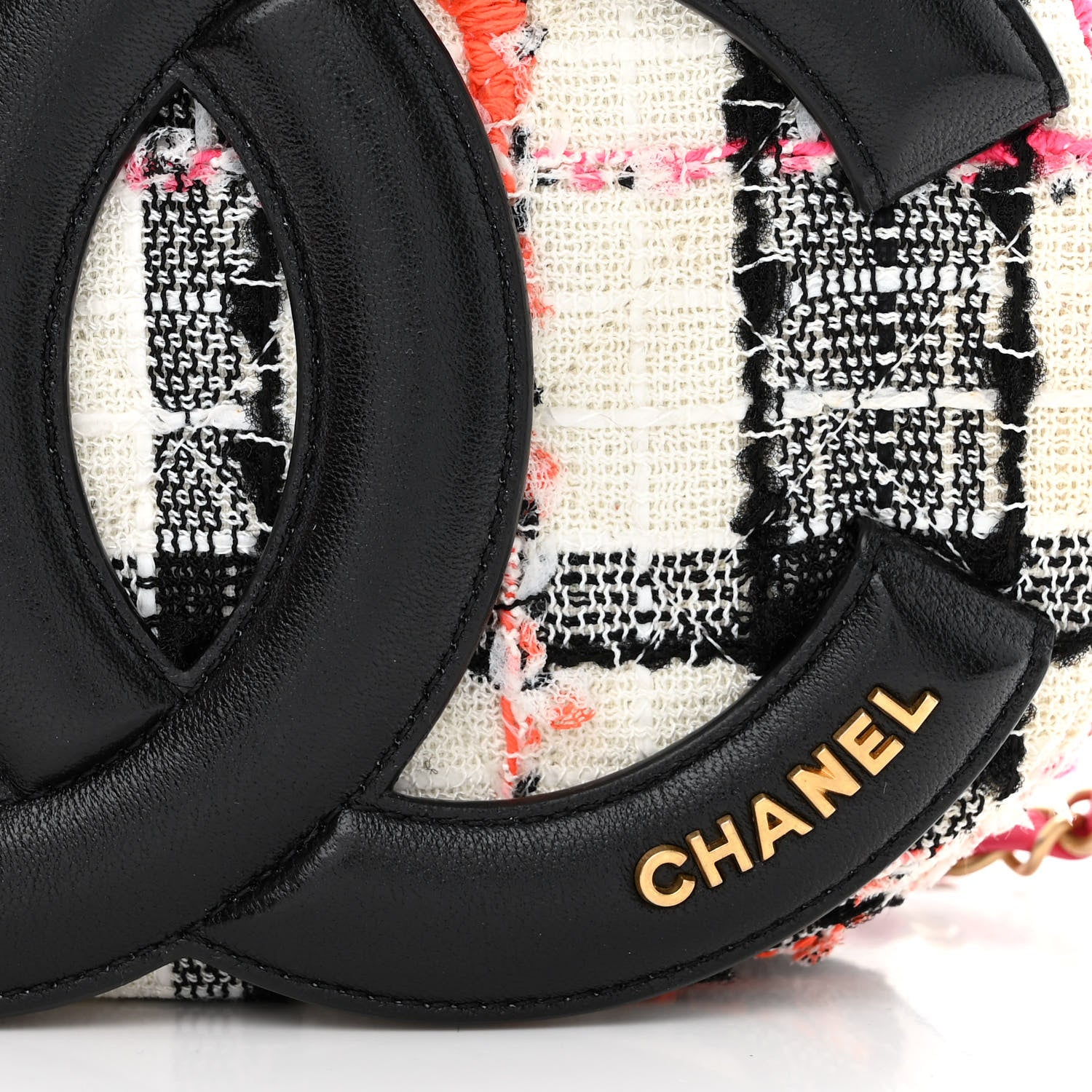 Chanel Tweed Lambskin Quilted Coco Midnight Camera Case White Black Multicolor 8 of 11