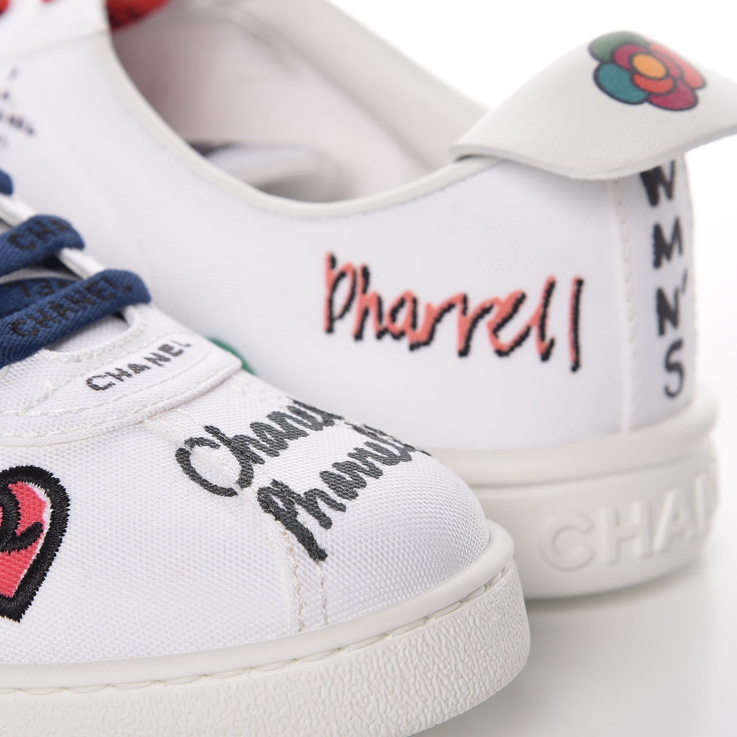 Chanel Canvas Printed Pharrell Sneakers 42 White Multicolor 11 of 17