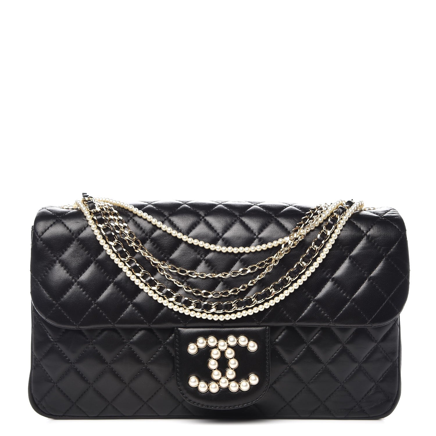 Chanel Lambskin Quilted Medium Westminster Pearl Flap Black 1 of 8