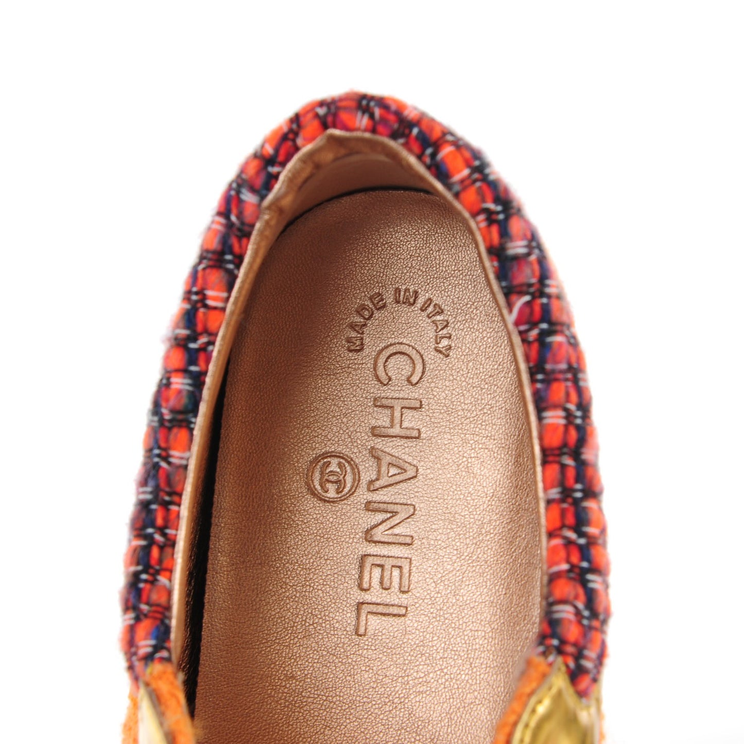 Tweed Lambskin Runway Sneakers 39.5 Orange