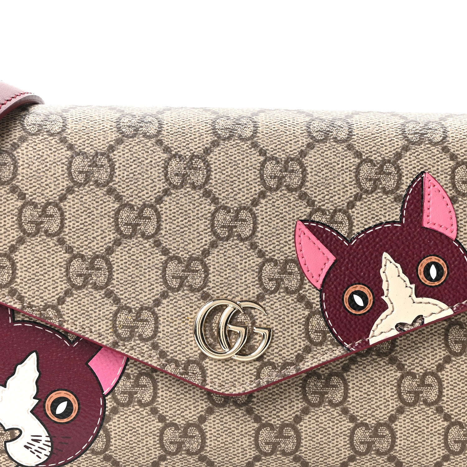 Gucci GG Supreme Monogram Cat Print Mini Shoulder Bag Beige Ebony Rosso Ancora 8 of 10