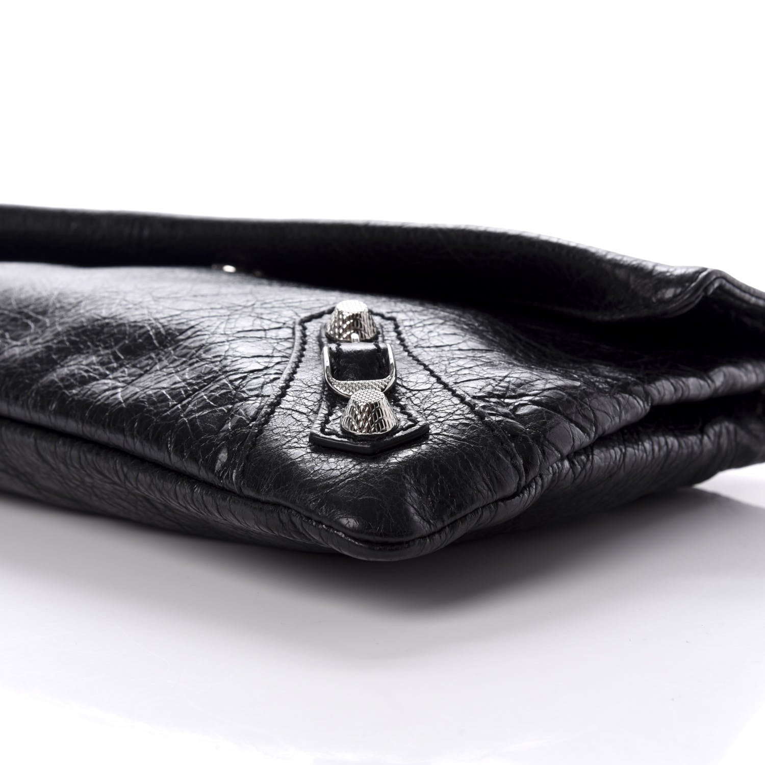 Balenciaga Agneau Giant 12 Silver Hardware Envelope Strap Clutch Black 9 of 9