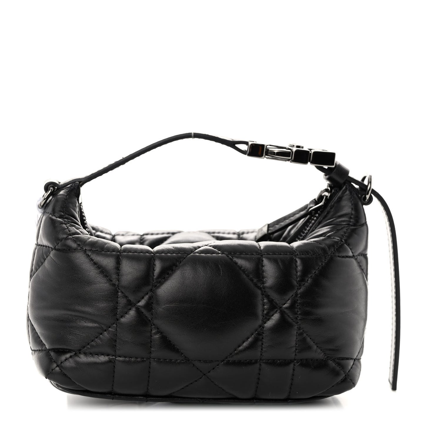 Calfskin Macrocannage Small Diortravel Nomad Pouch Black