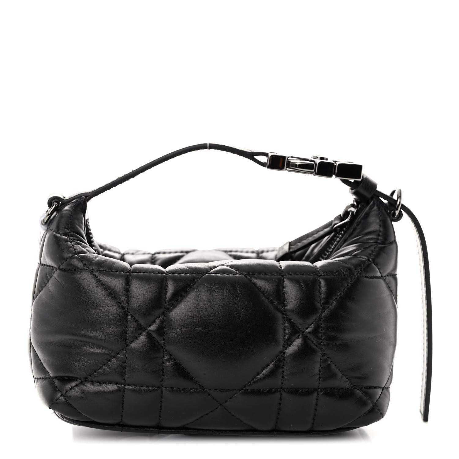 Christian Dior Calfskin Macrocannage Small Diortravel Nomad Pouch Black 1 of 9