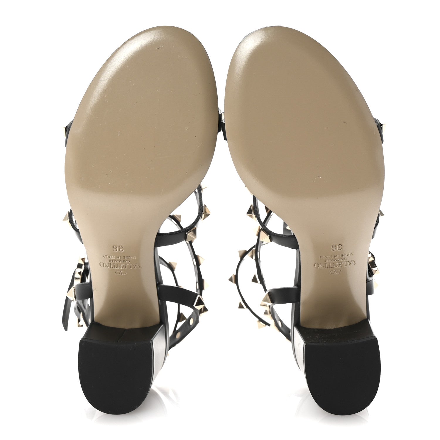 Valentino Garavani Calfskin Rockstud 60mm City Sandals 36 Black 6 of 9