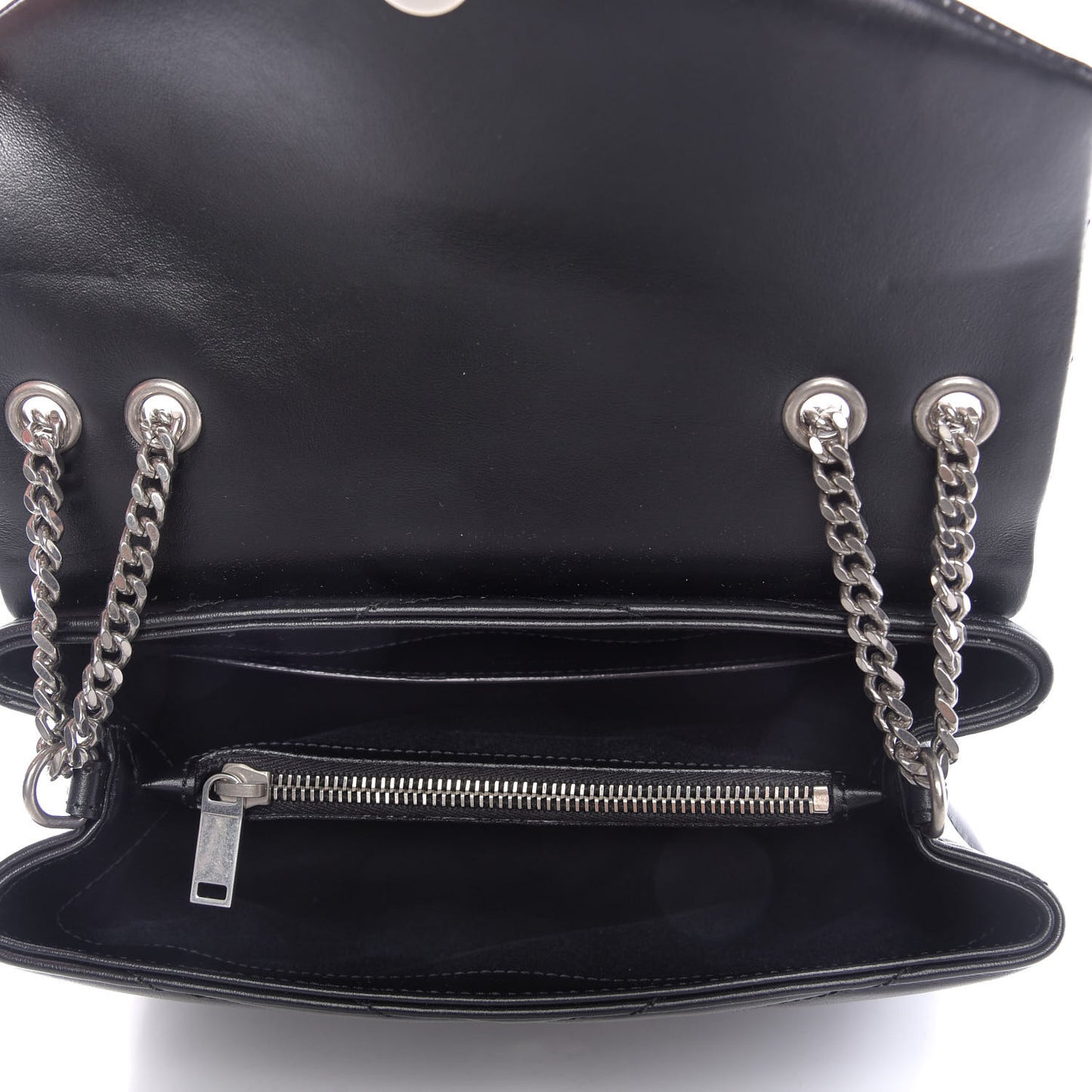 Calfskin Y Quilted Monogram Small Loulou Chain Satchel Black