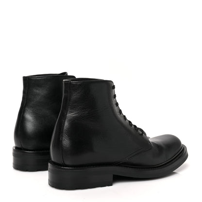 Saint Laurent Kangaroo Calfskin Womens Army 20 Lace Up Booties 36 Black 4 of 8