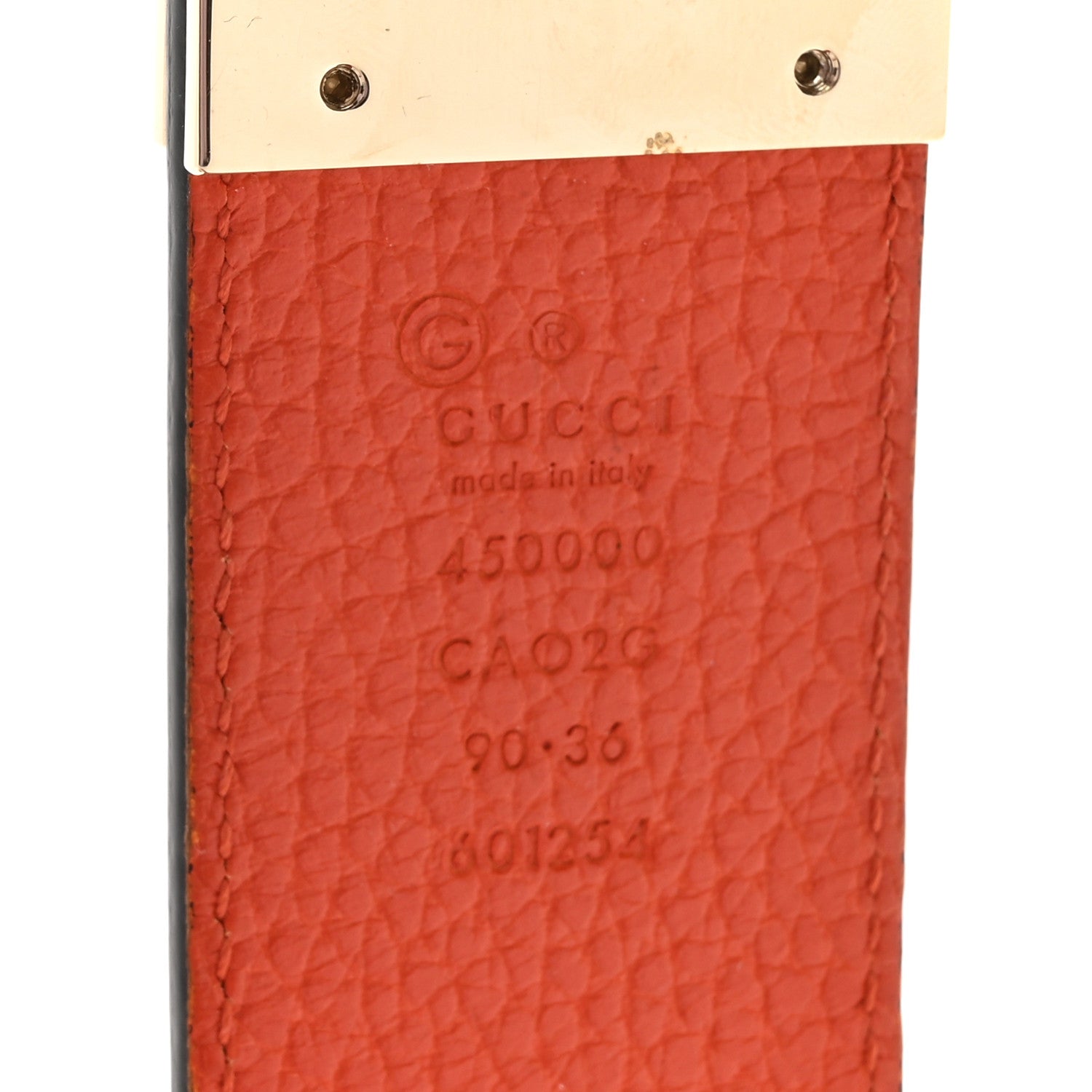 Gucci Calfskin 1973 Reversible Belt 90 36 Black Sun Orange 7 of 7