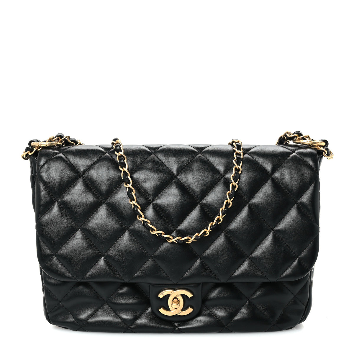 Chanel Shiny Calfskin Quilted Maxi Flap Black 1 of 11