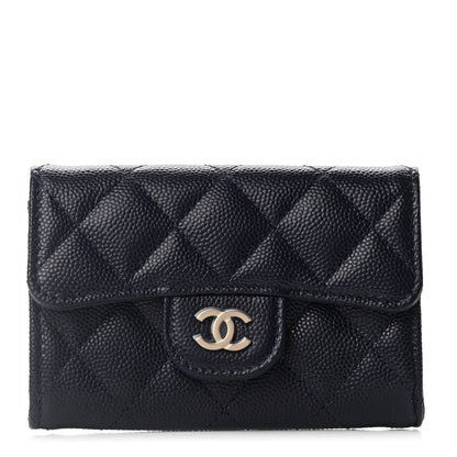 Chanel Caviar Quilted Flap Card Holder Wallet Navy 1 of 8