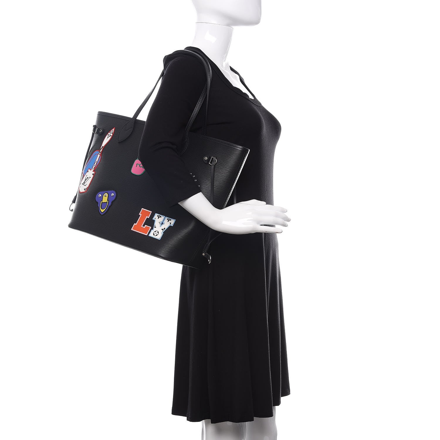 Louis Vuitton Epi Stickers Neverfull MM Black 2 of 10