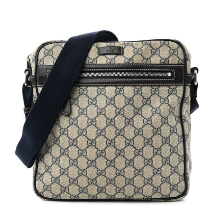 Gucci GG Plus Monogram Selleria Calfskin Medium Messenger Bag Beige Blue 1 of 14