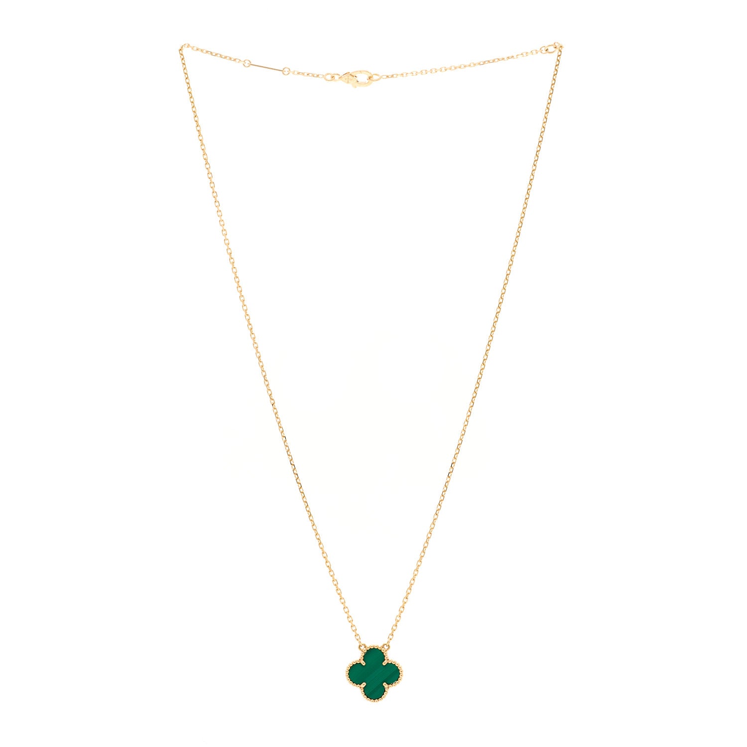 Van Cleef & Arpels 18K Yellow Gold Malachite Vintage Alhambra Pendant Necklace 3 of 4