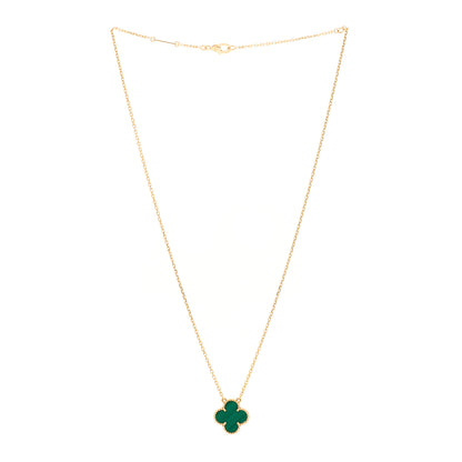 Van Cleef & Arpels 18K Yellow Gold Malachite Vintage Alhambra Pendant Necklace 3 of 4