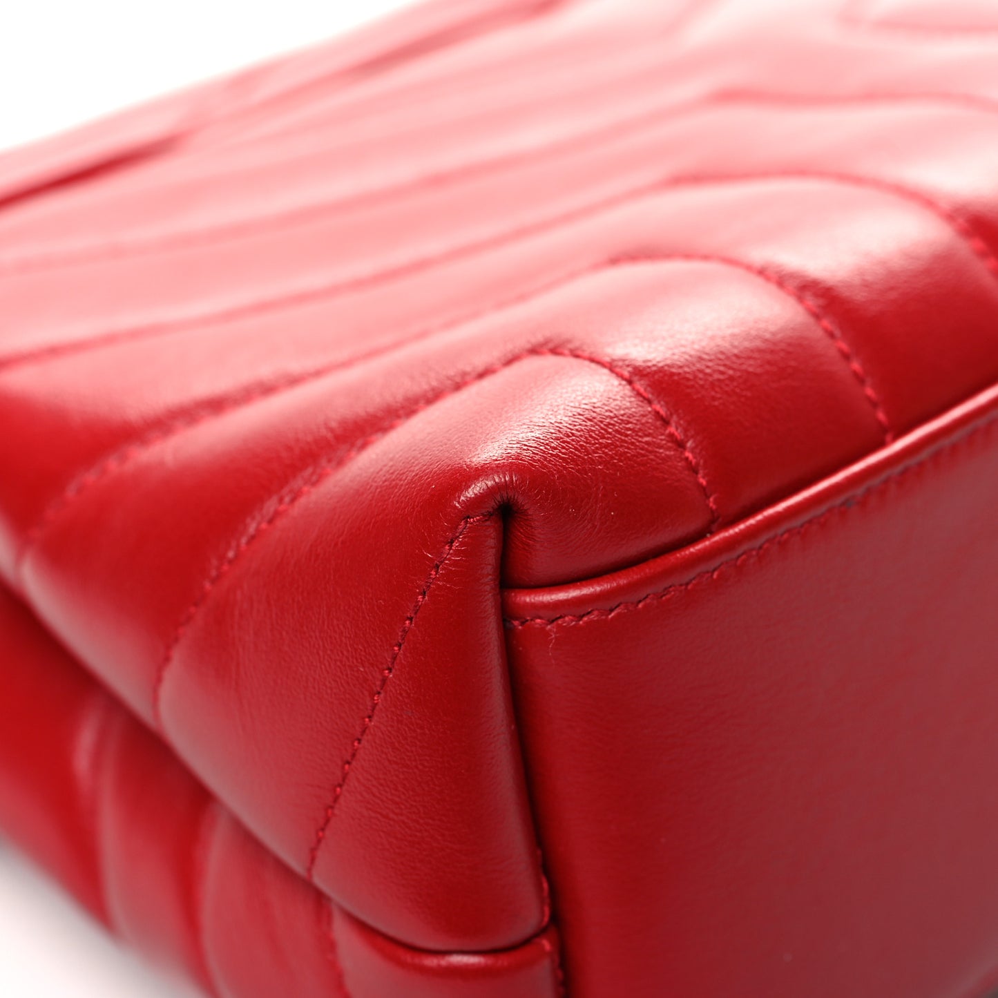 Calfskin Y Quilted Monogram Small Loulou Chain Satchel Lipstick Red