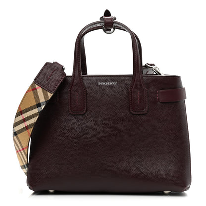 Burberry Grainy Calfskin House Check Small Banner Tote Mahogany Red 1 of 14