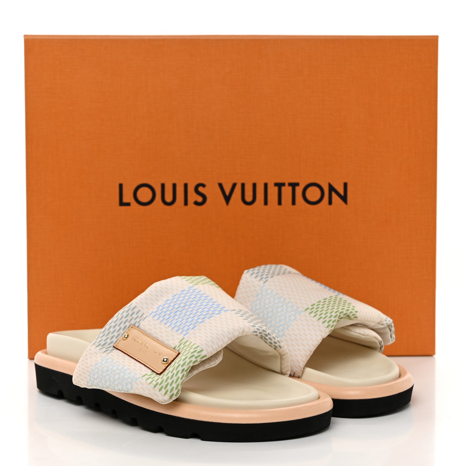 Louis Vuitton Nylon Damierlicious LV Pool Pillow Flat Comfort Mule 37 Light Blue 10 of 10