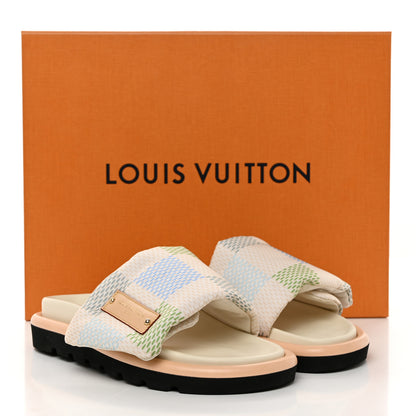 Louis Vuitton Nylon Damierlicious LV Pool Pillow Flat Comfort Mule 37 Light Blue 10 of 10